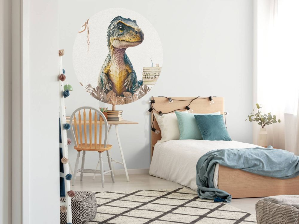 Baby t-rex in de jungle taupe