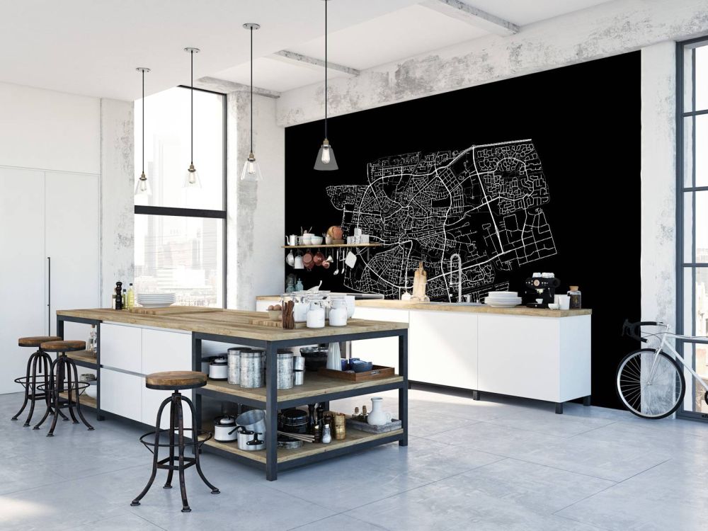 Plattegrond van Leeuwarden, zwart