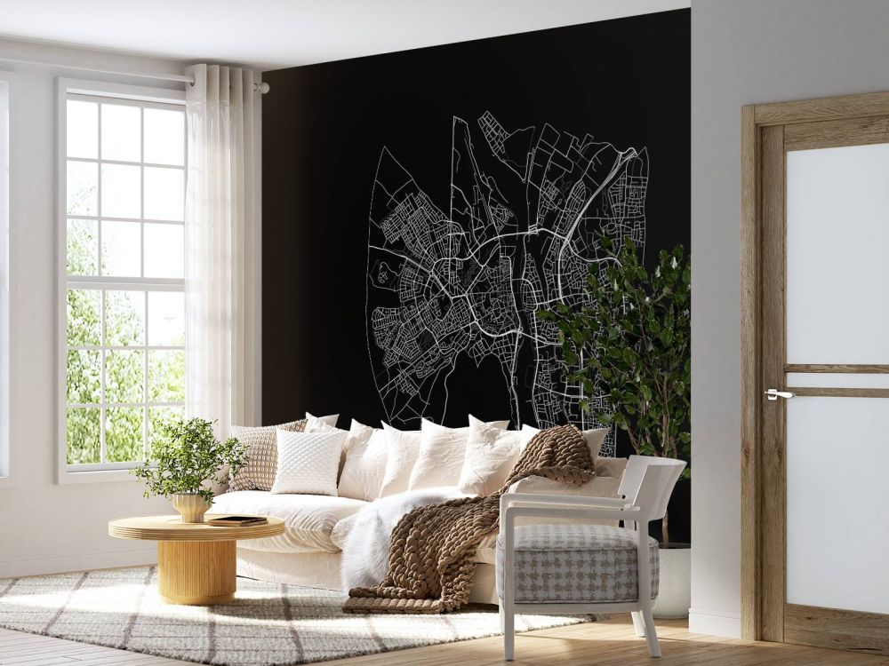 Plattegrond van Maastricht, zwart