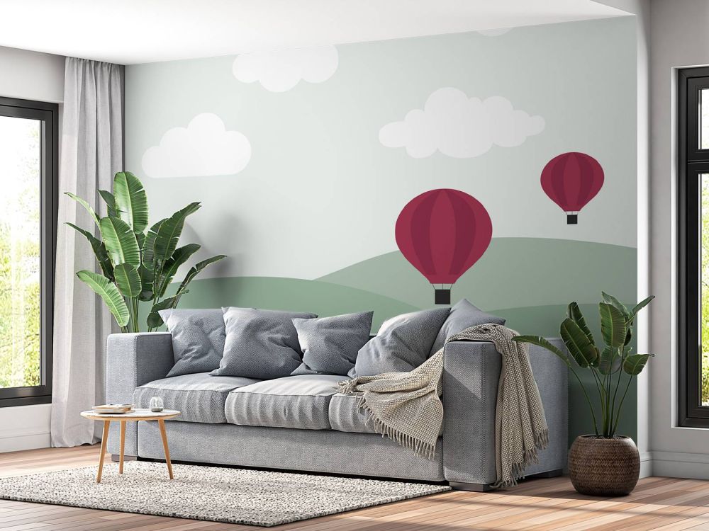 Heuvels met luchtballonnen