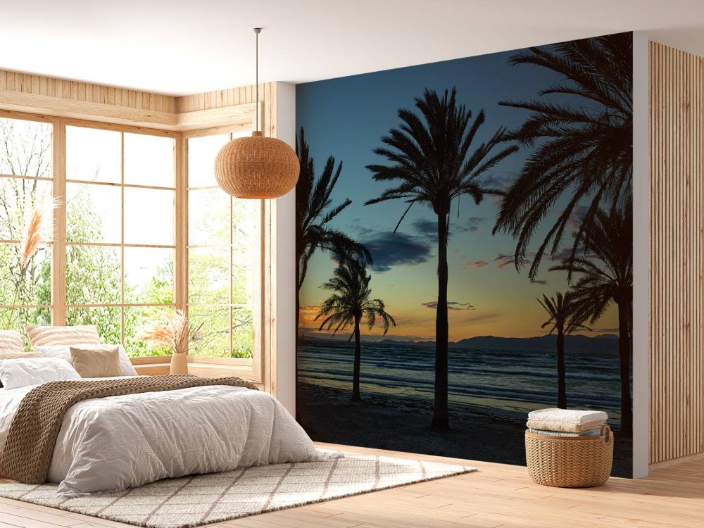 Palmbomen bij zonsondergang