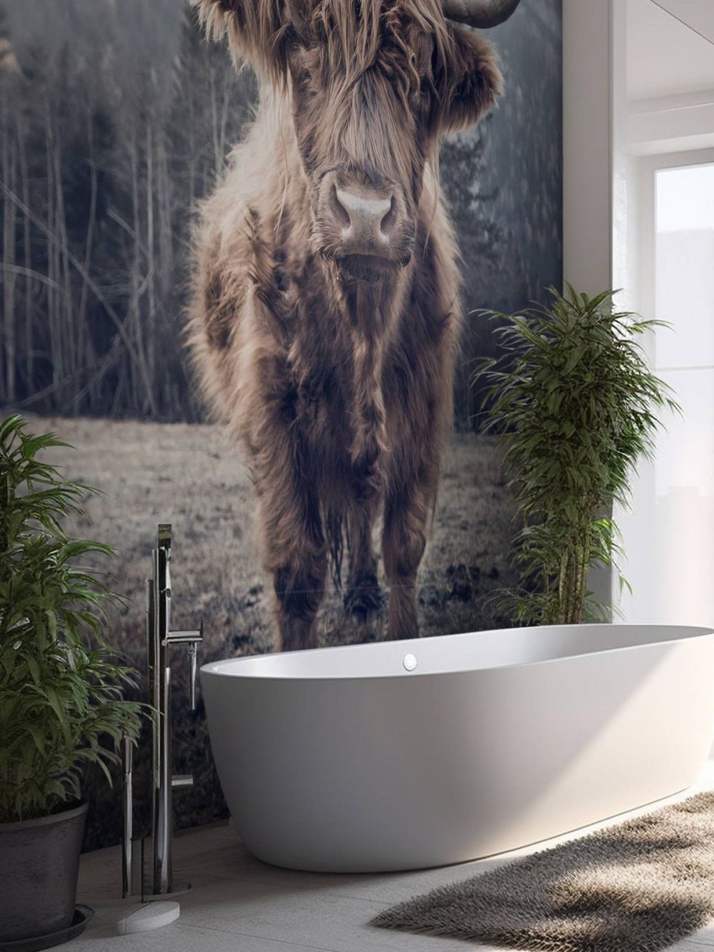 Schotse hooglander bij het bos