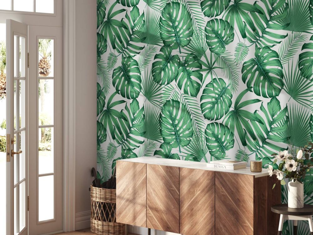 Tropische bladeren, groen