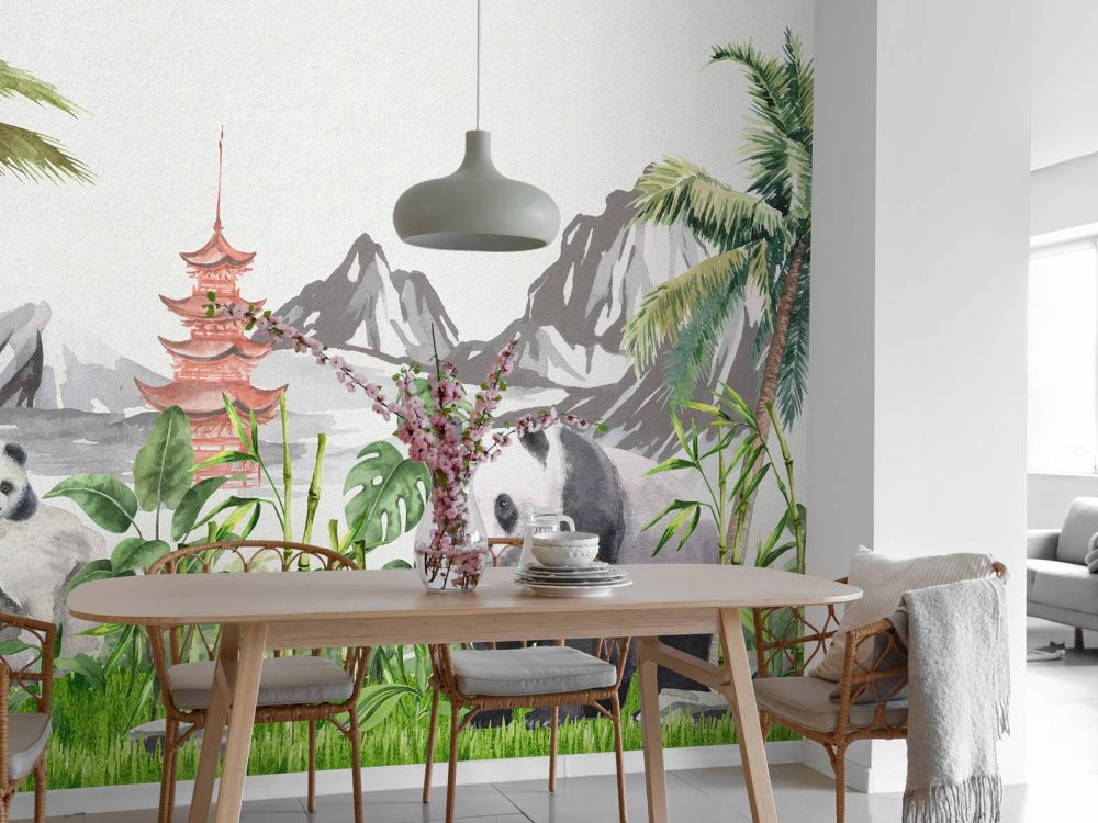 Panda's in bamboo jungle