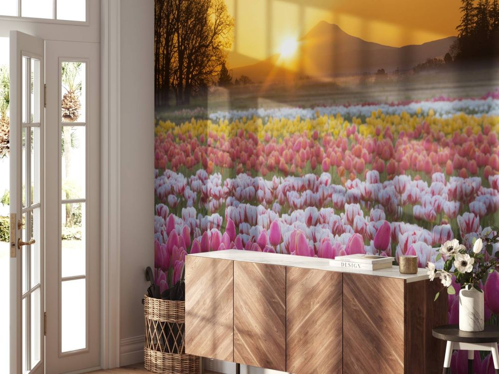 Kleurrijke tulpenveld