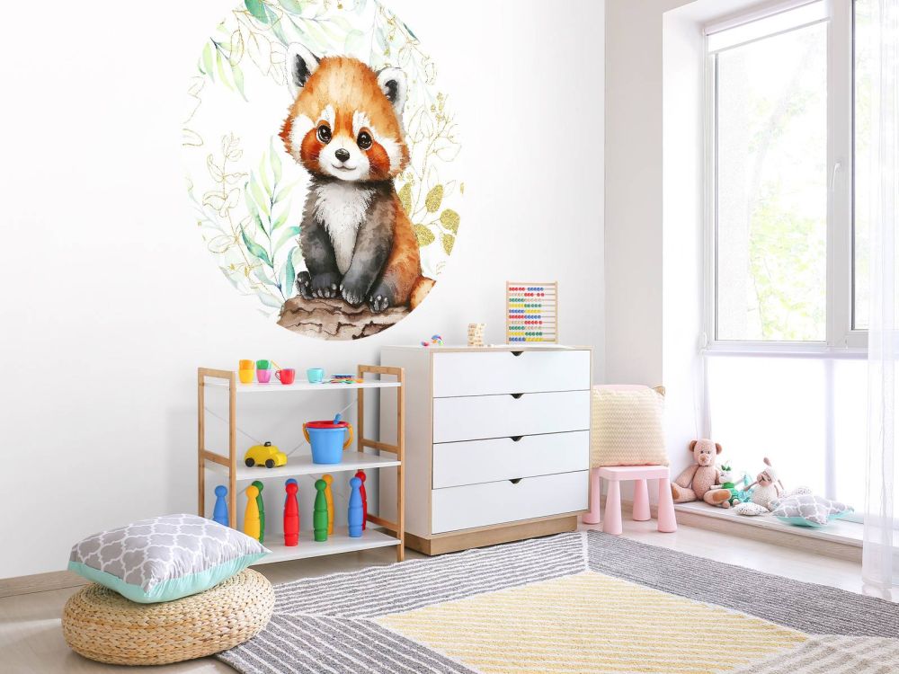 Schattige rode panda en bladeren