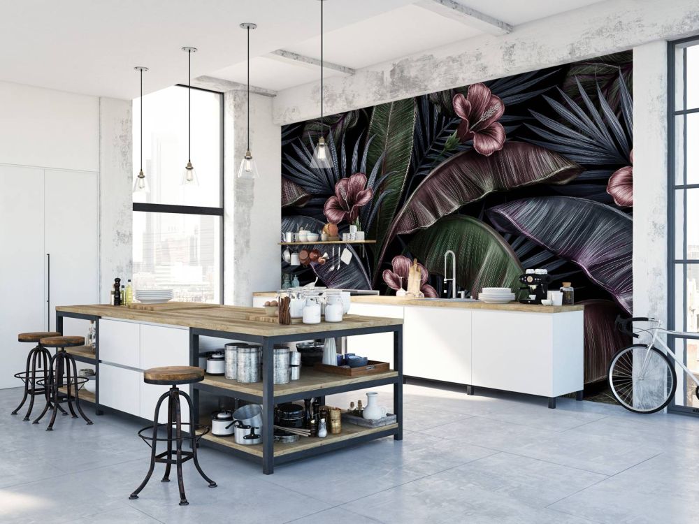 Tropische hibiscus en bladeren