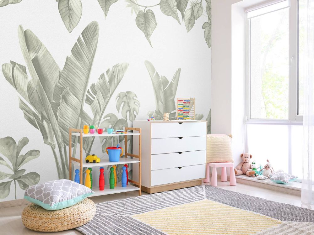 Jungle bladeren in groen