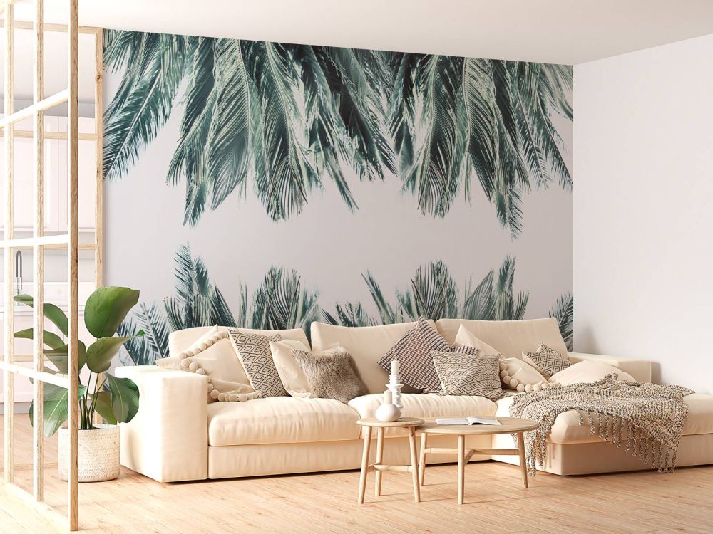 Palmbladeren op witte achtergrond
