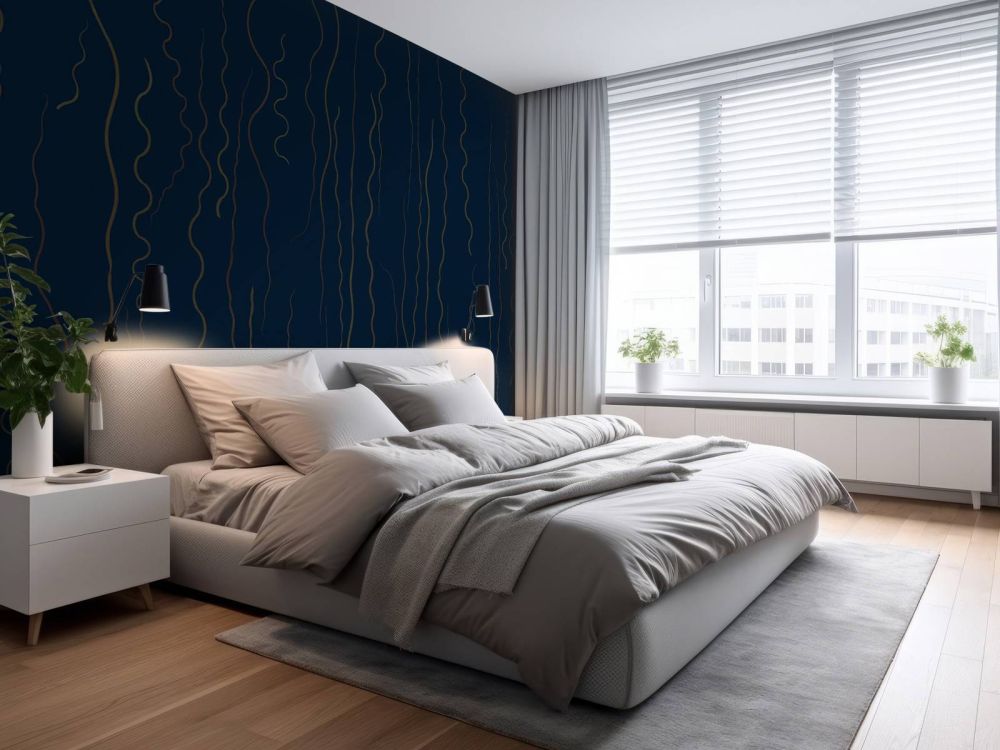Organische lijnen gras midnight blue