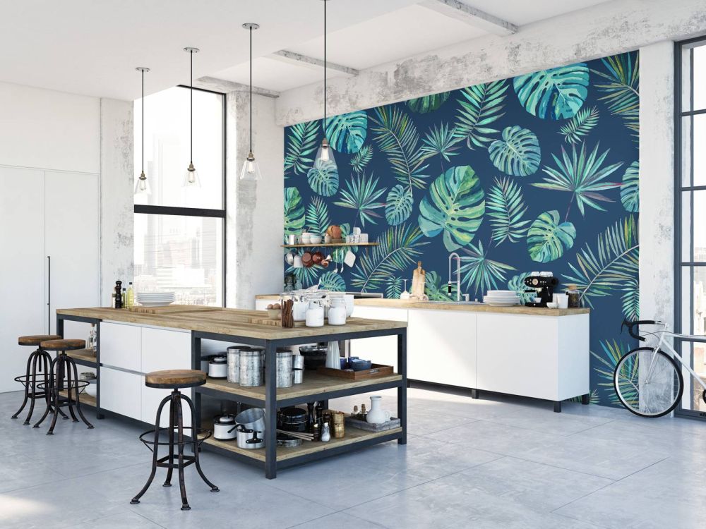 Palmbladeren en monstera