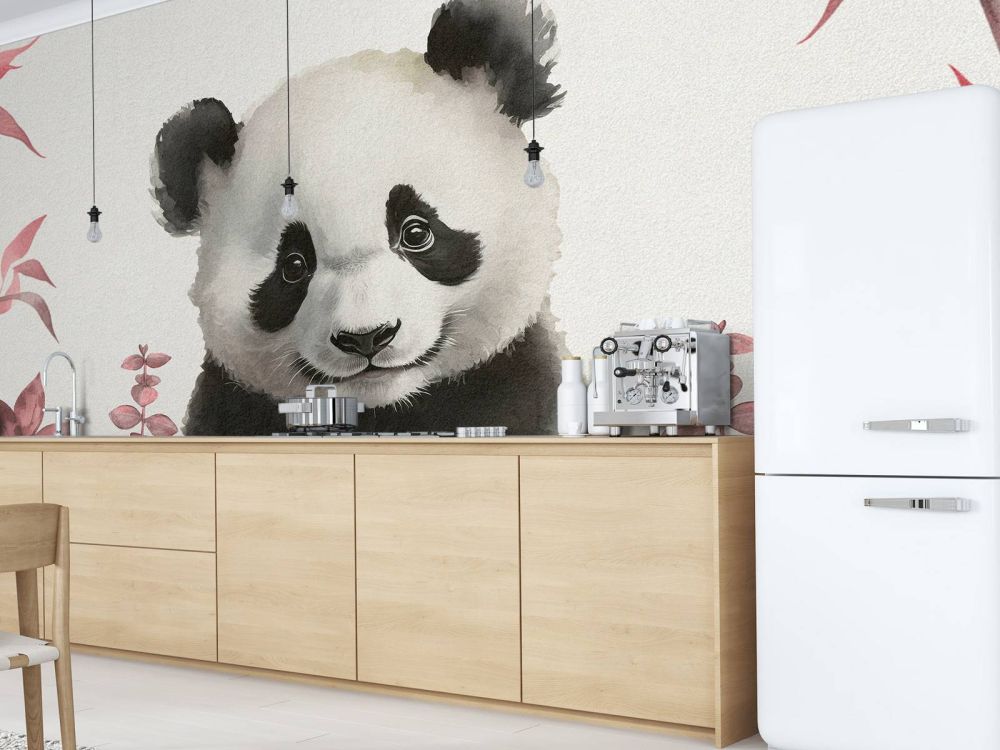 Baby panda in de jungle roze