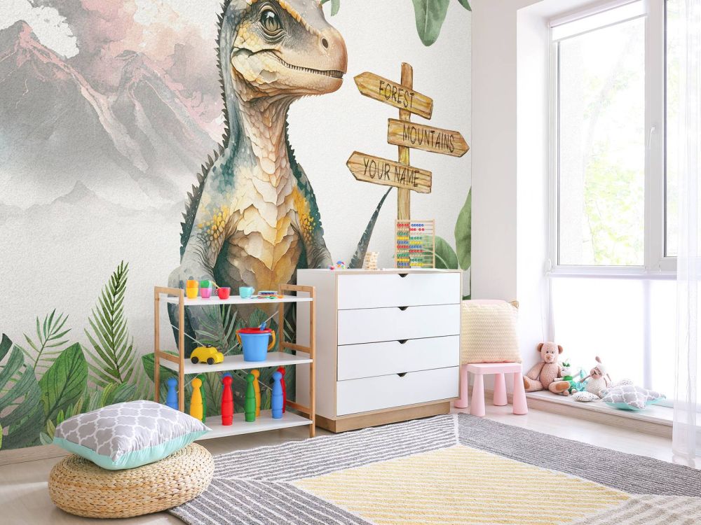 Baby velociraptor in de jungle