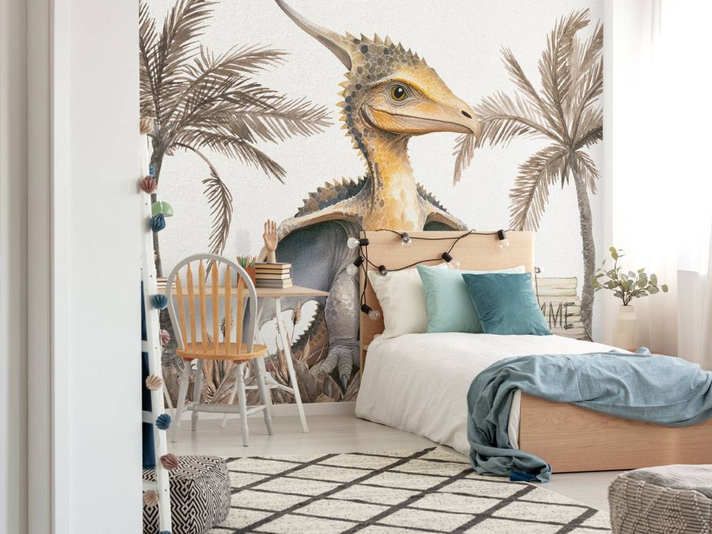Baby pteranodon in de jungle taupe
