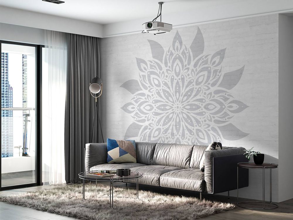 Zachtgrijze Mandala Bloem