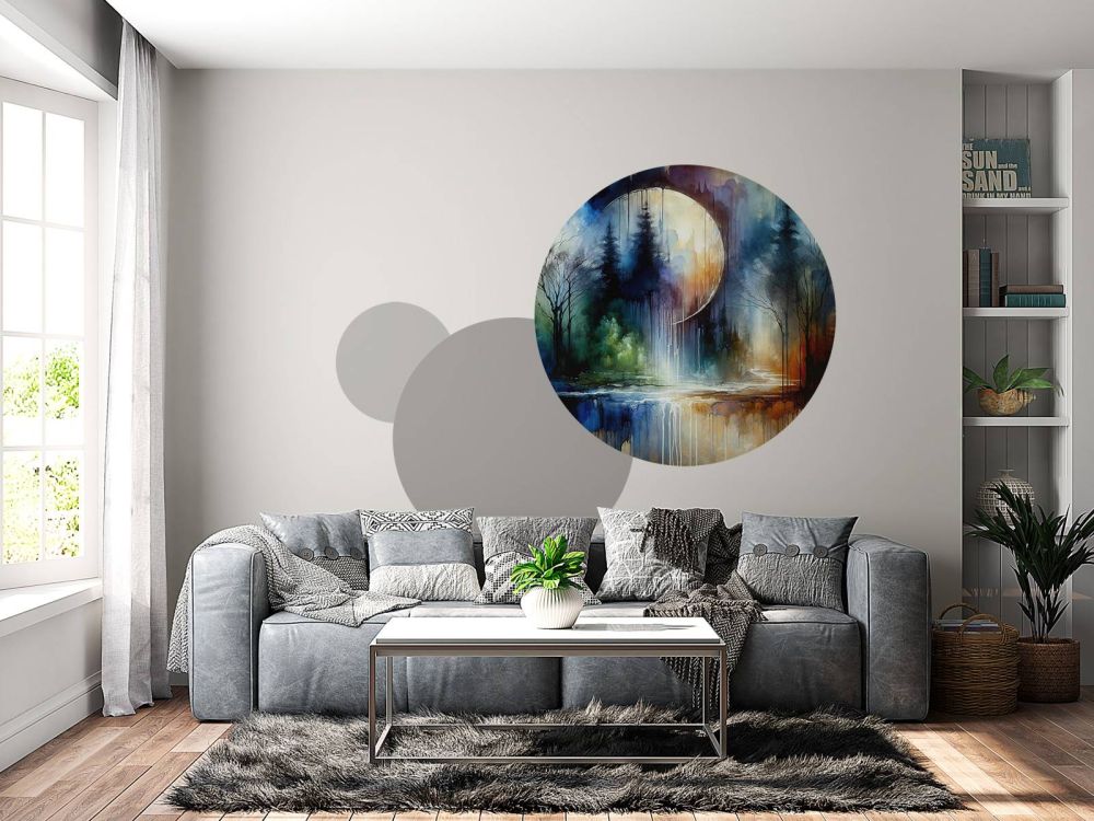 Watercolor Abstract Forest At Moonlight