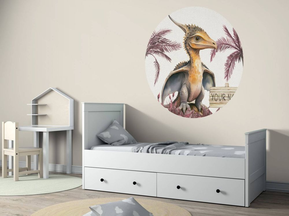 Baby pteranodon in de jungle roze
