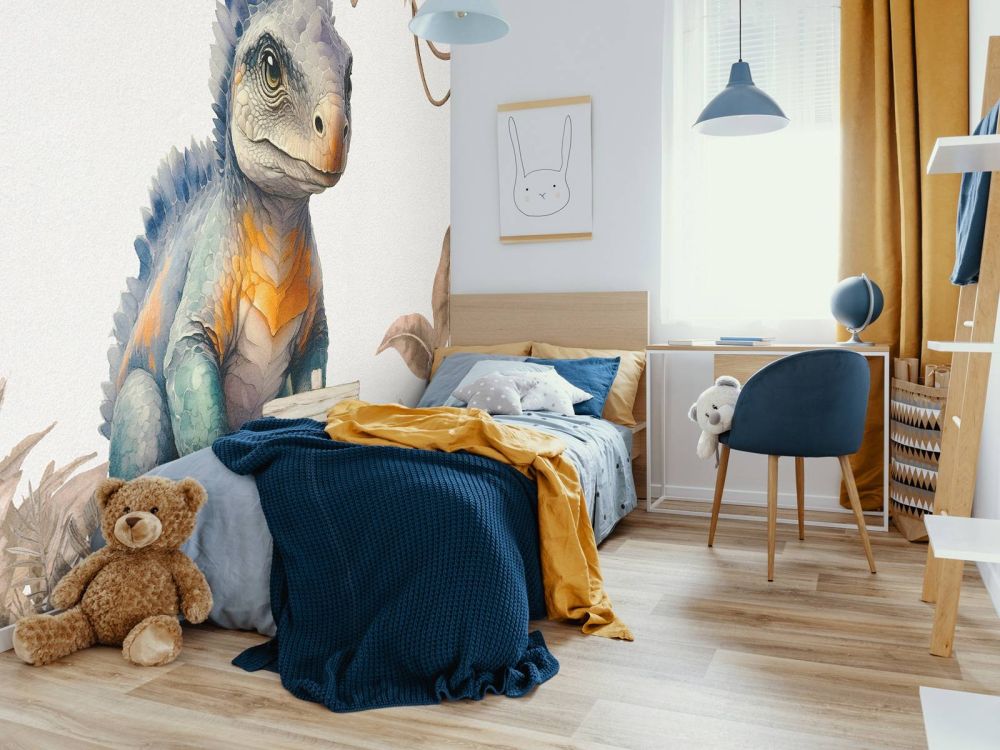 Baby ankylosaurus in de jungle taupe