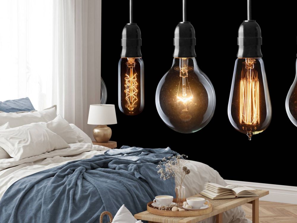 Lampen op een zwarte achtergrond