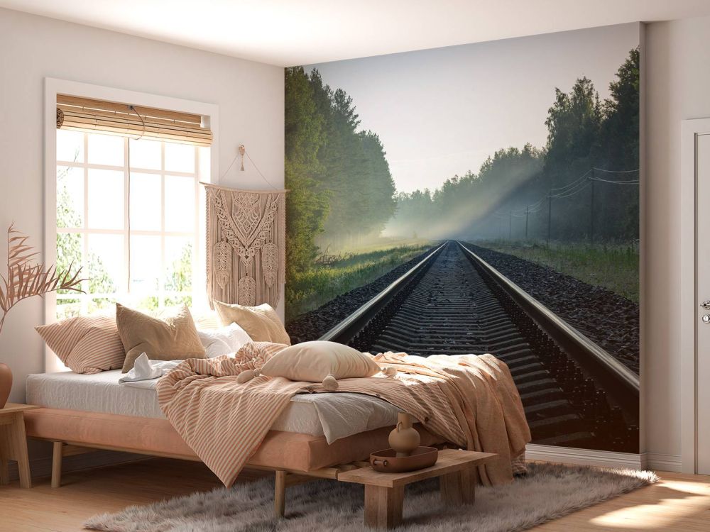 Treinrails door het bos