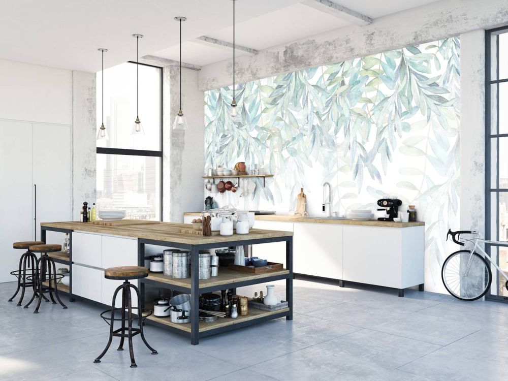 Pastelkleurige waterverf bladeren