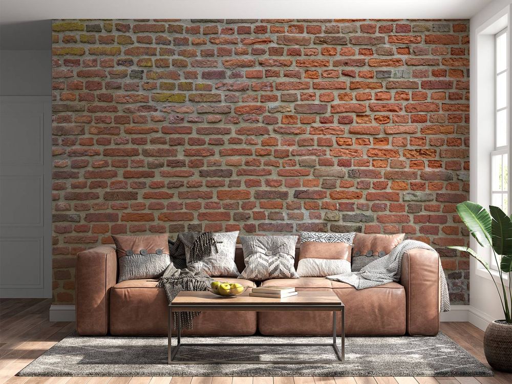Muur met grote en kleine bakstenen