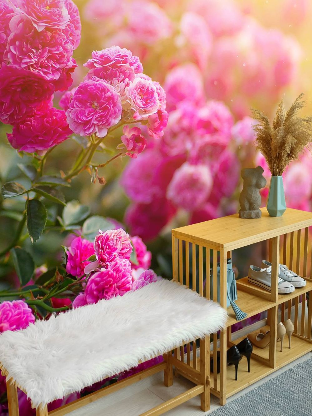 Roze rozenstruiken