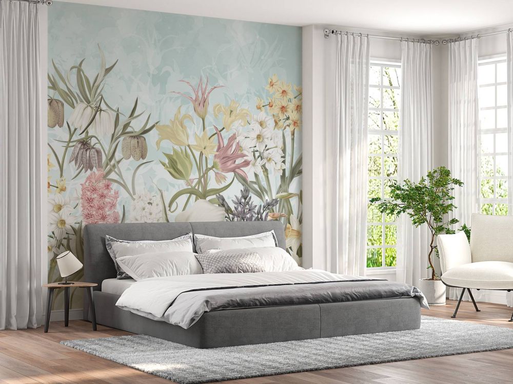 Spring Flowers - Misty Aqua