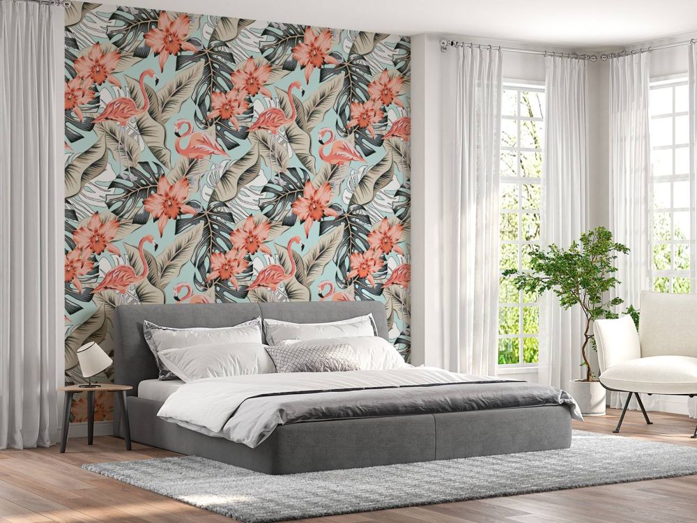 Tropische roze flamingo