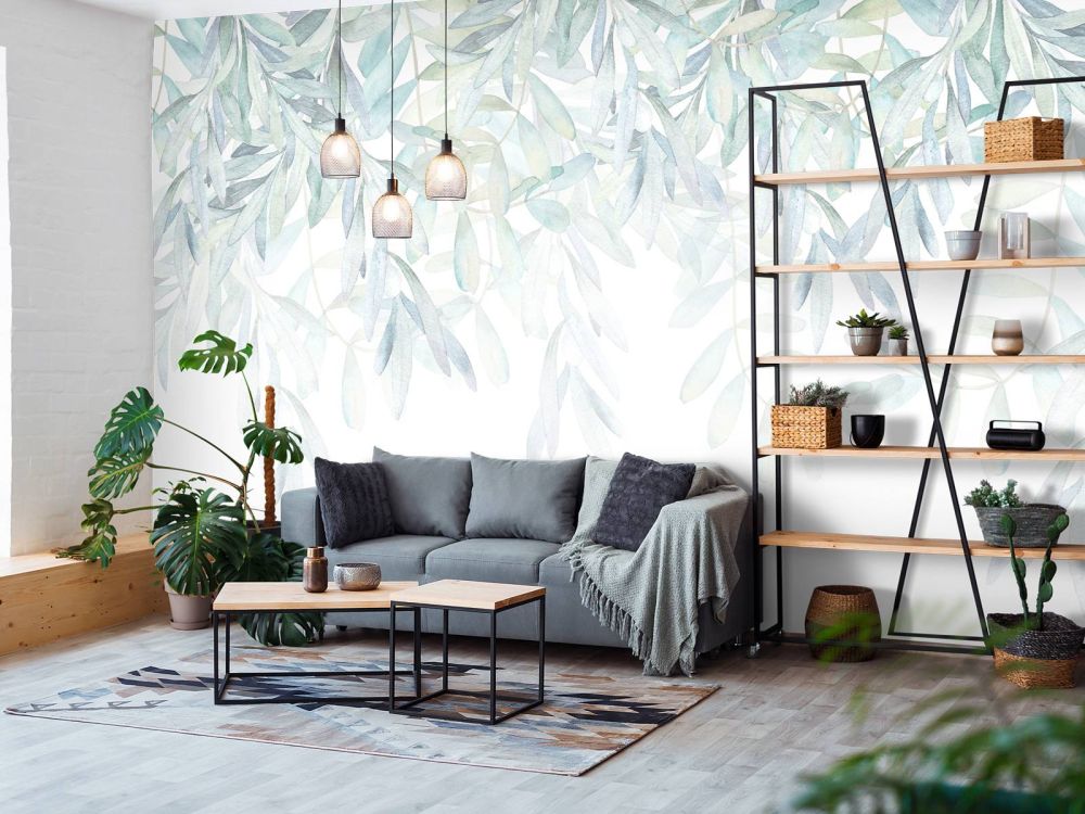 Pastelkleurige waterverf bladeren