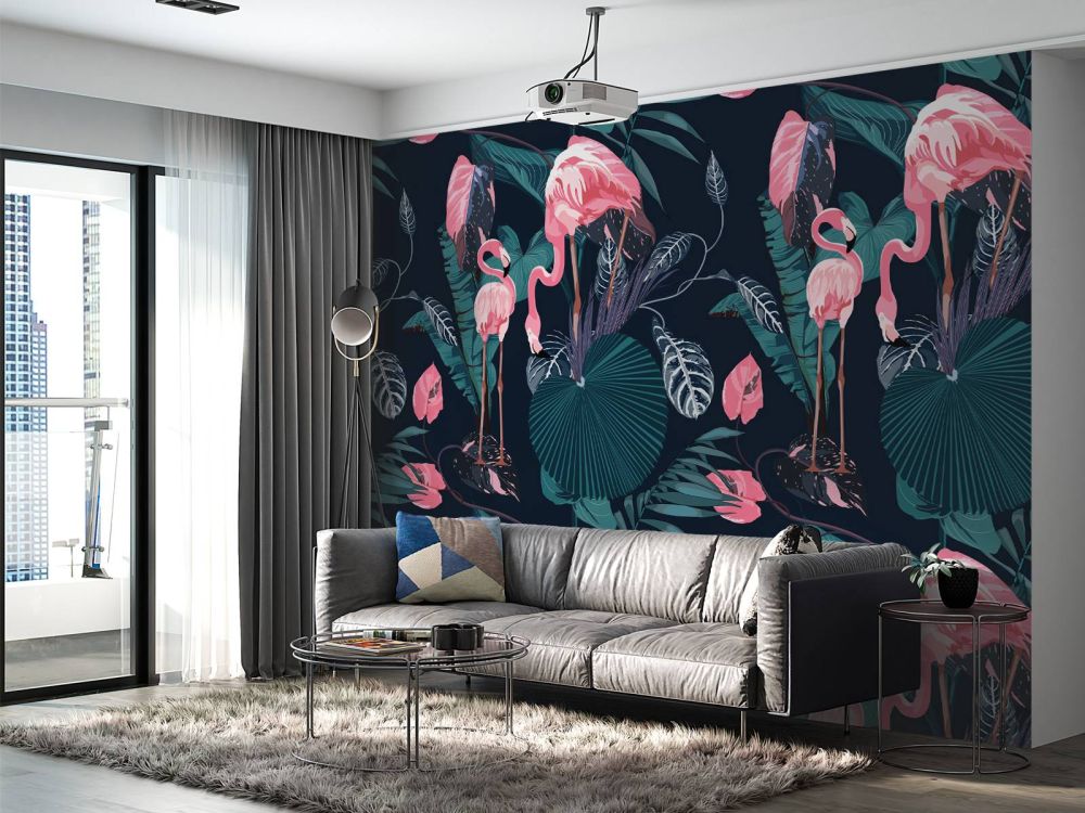 Wilde roze flamingo's