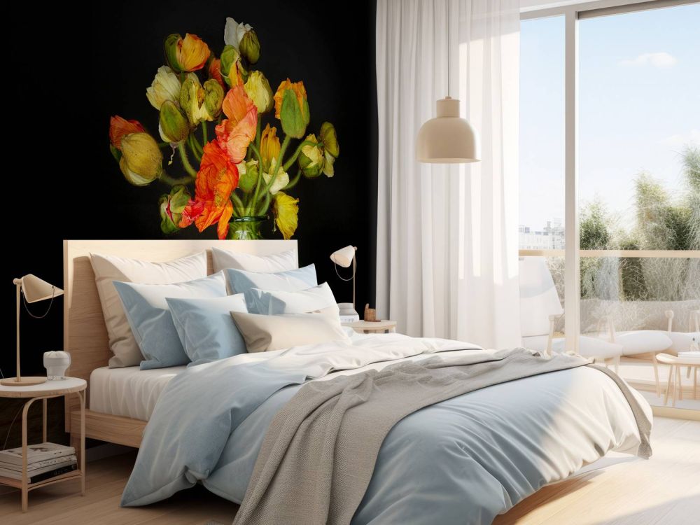 Schilderachtige vaas met bloemen