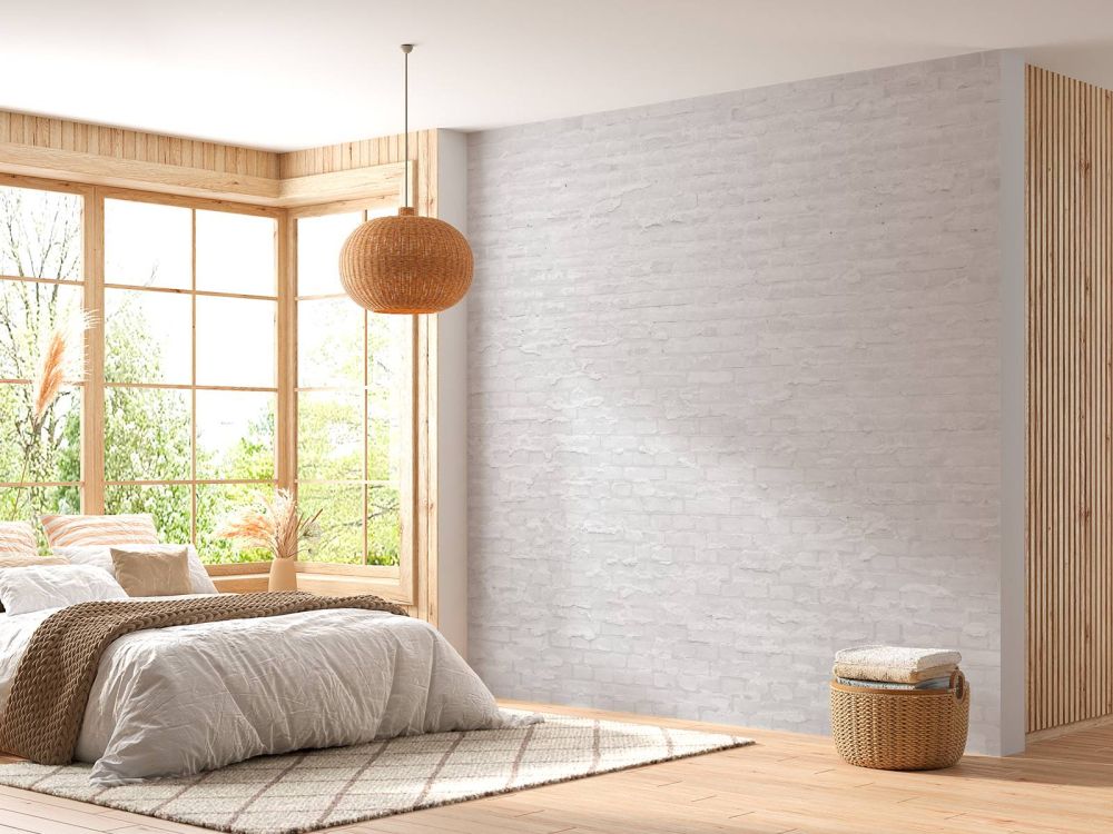 Witte stenen met cement