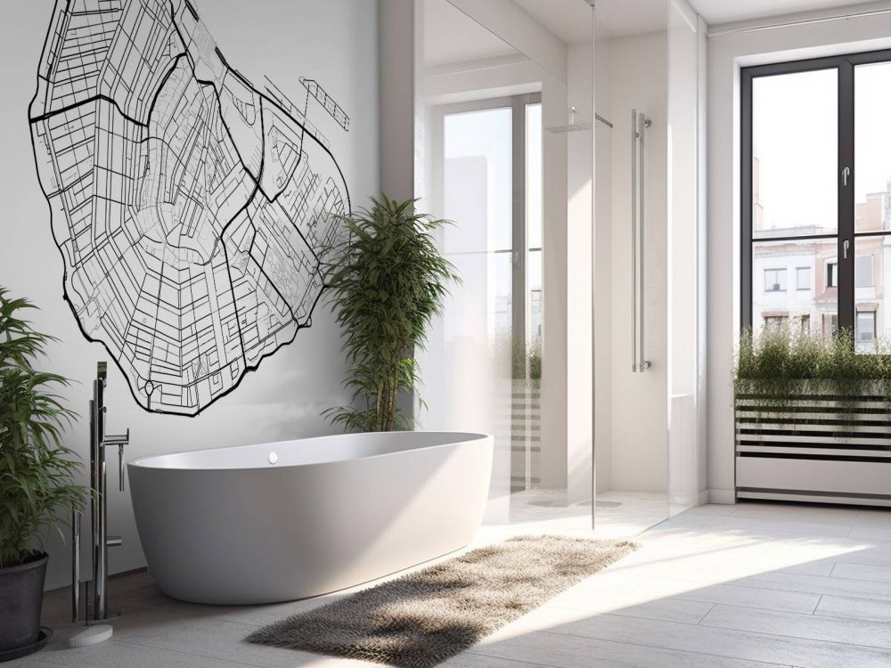 Plattegrond Amsterdam centrum, wit