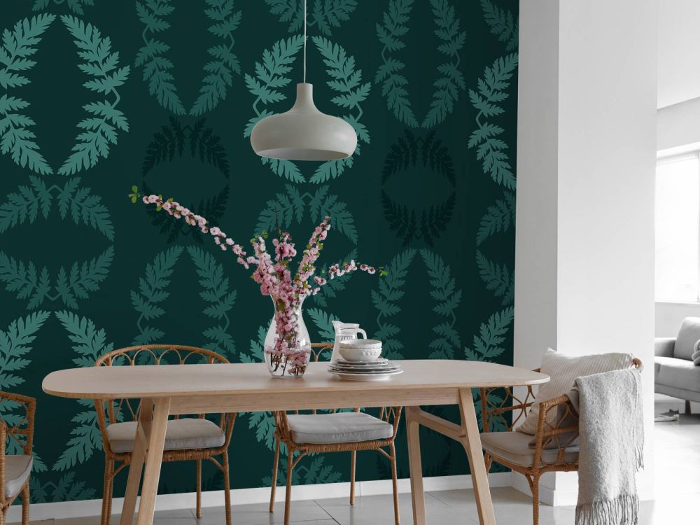 Groen patroon met takje hemlock
