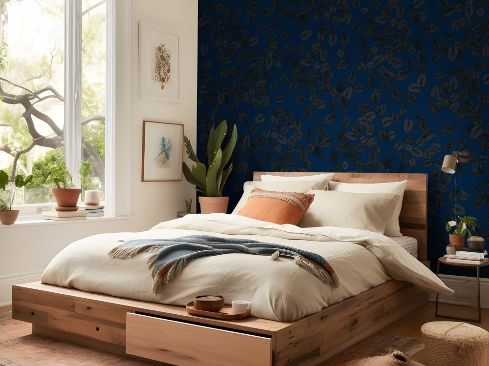 Kleine blaadjes donker op midnight blue