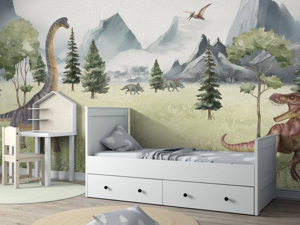 Landschap met dino's in kleur