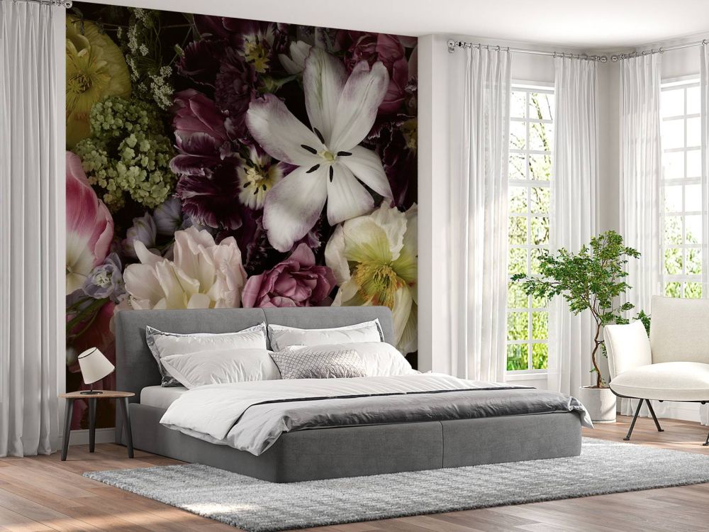 Kleurrijke bloemen donker