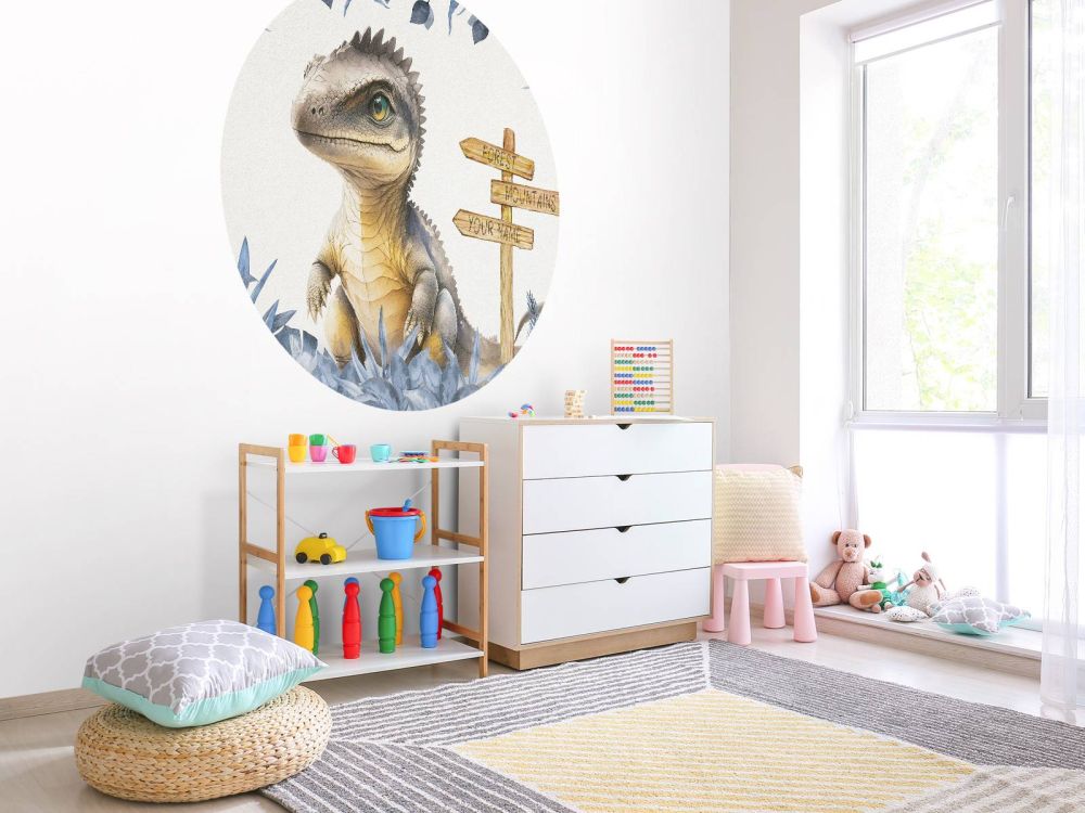 Baby spinosaurus in de jungle blauw