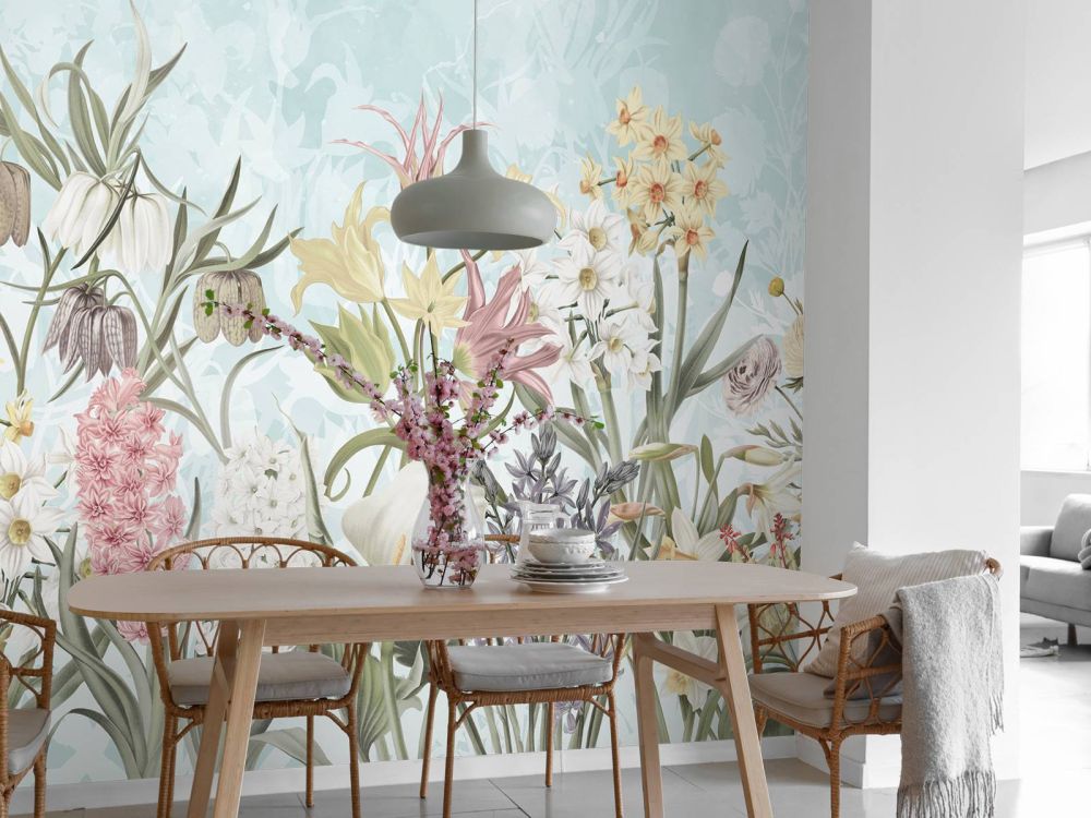 Spring Flowers - Misty Aqua