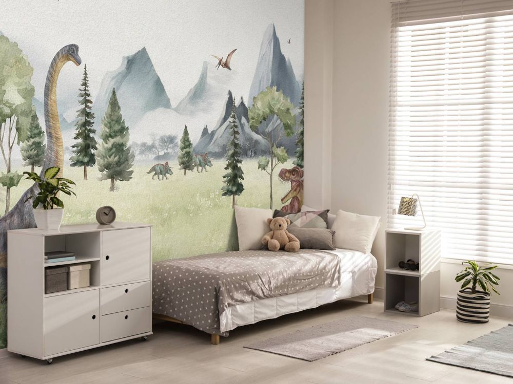 Landschap met dino's in kleur