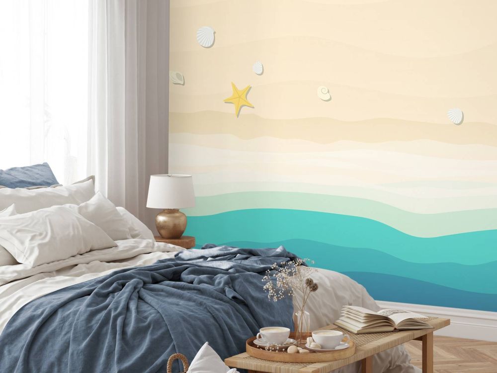 Tekening van een strand