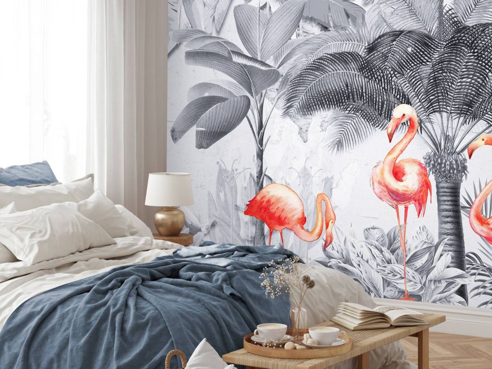 Jungle met flamingo's