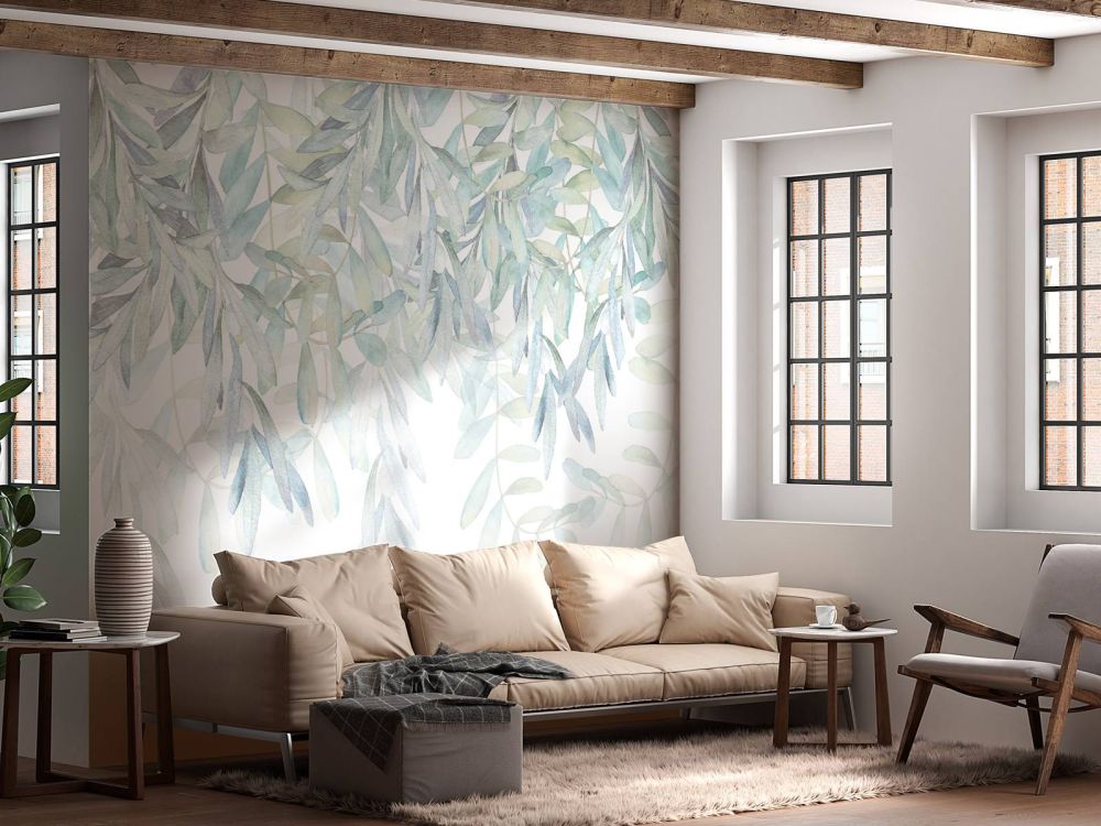 Pastelkleurige waterverf bladeren