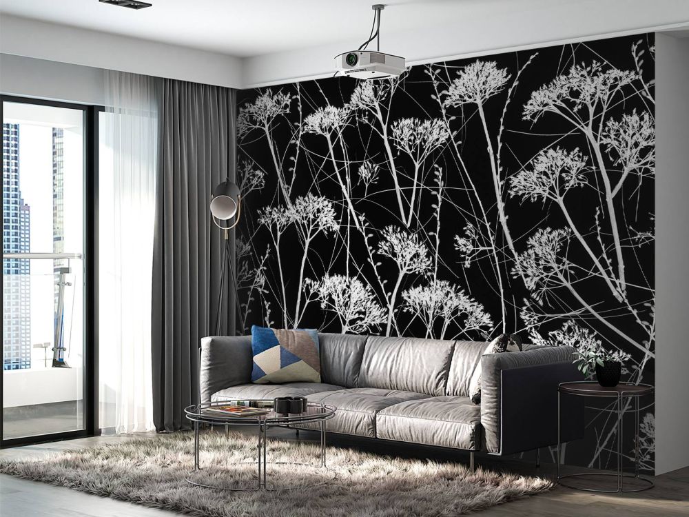 Silhouet van gedroogde planten