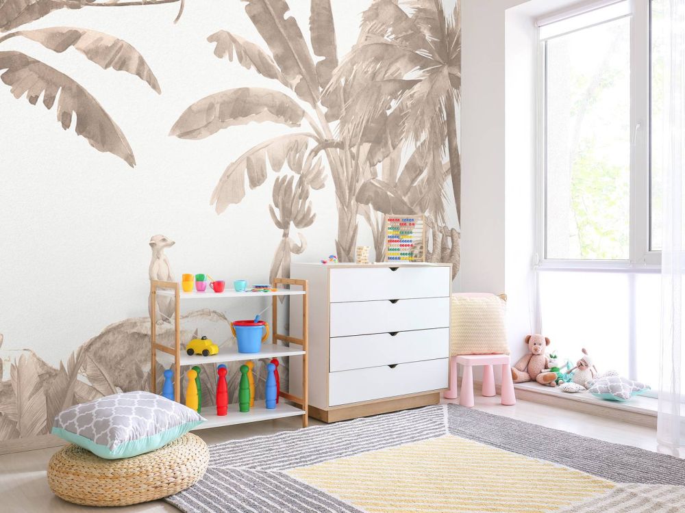 Kleine jungle dieren in taupe