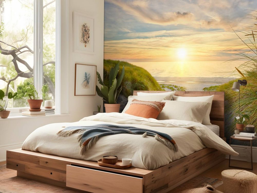 Zonsondergang aan duinstrand