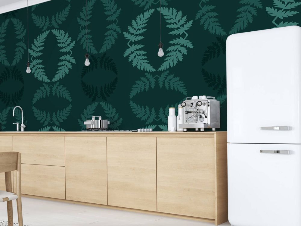 Groen patroon met takje hemlock
