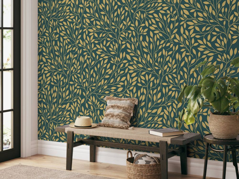 Luxe bloemenpatroon geelgoud
