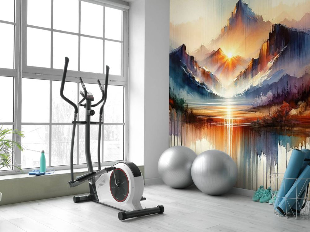 Watercolor Abstract Mountains Landscape